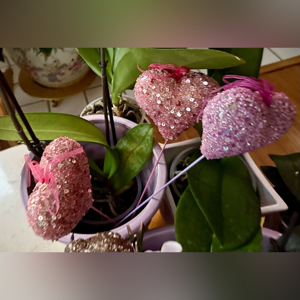Set Of 3 pink Sequins Hearts. Home decoration. New - Picture 9 of 12